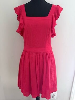 Altar'd State Hot red Square Neck Ruffle Sleeve Mini Dress